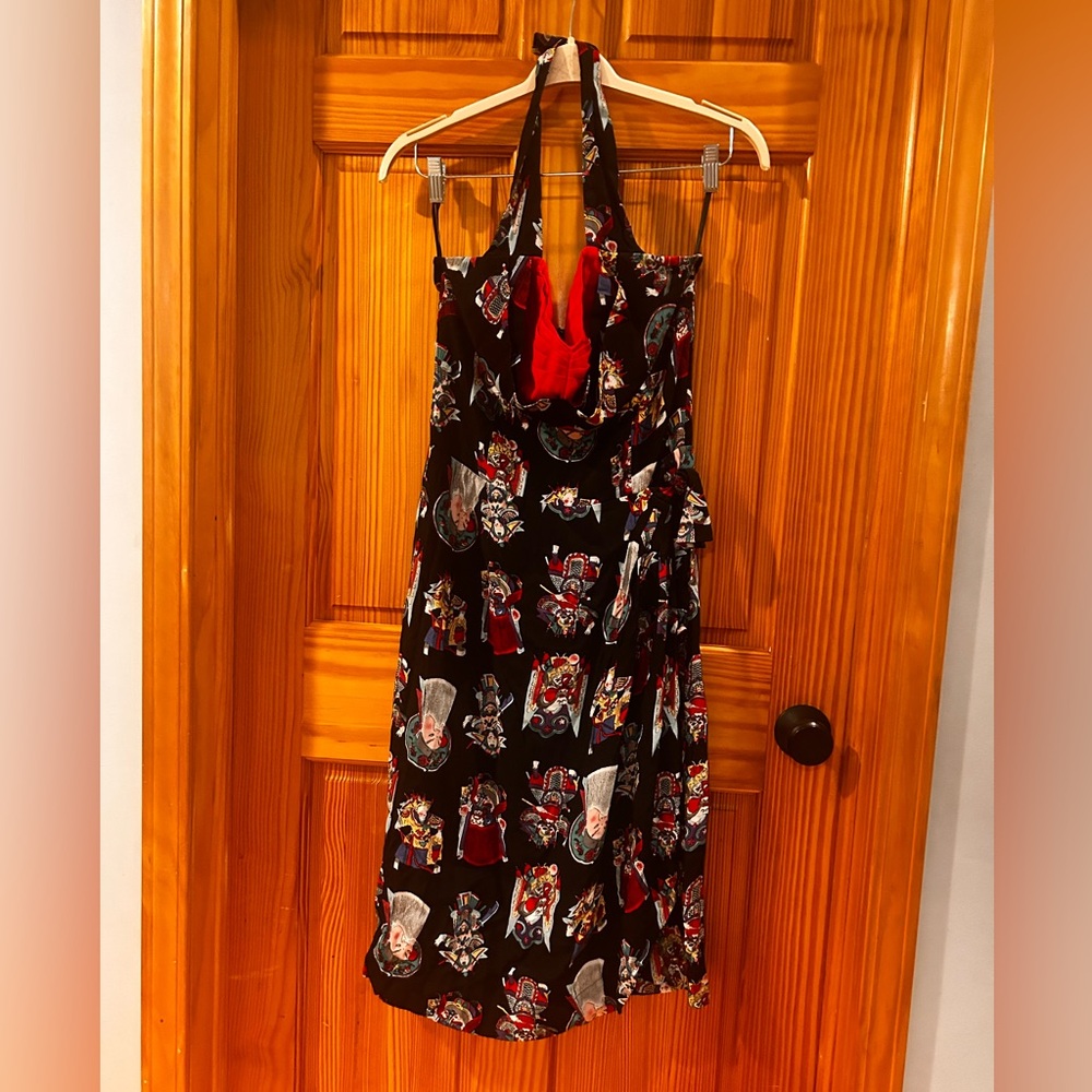 Trashy Diva Black and Red Graphic Print Halter Dress